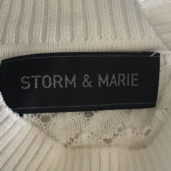 Storm & Marie White Elena SS Sweater Short Sleeve Open Knit Sweater - Picture 5 of 9